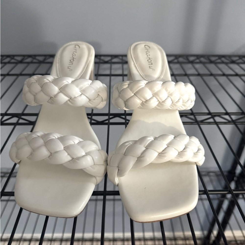 White braided heel